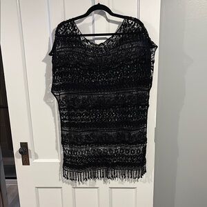 Black Lace Fringe Coverup